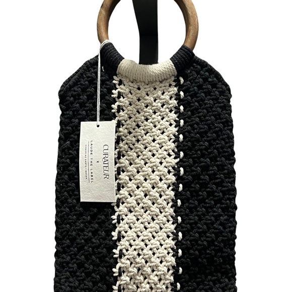 NEW - LAUDE THE LABEL Gabby Mini Macrame Black Curateur Bag - Picture 2 of 6